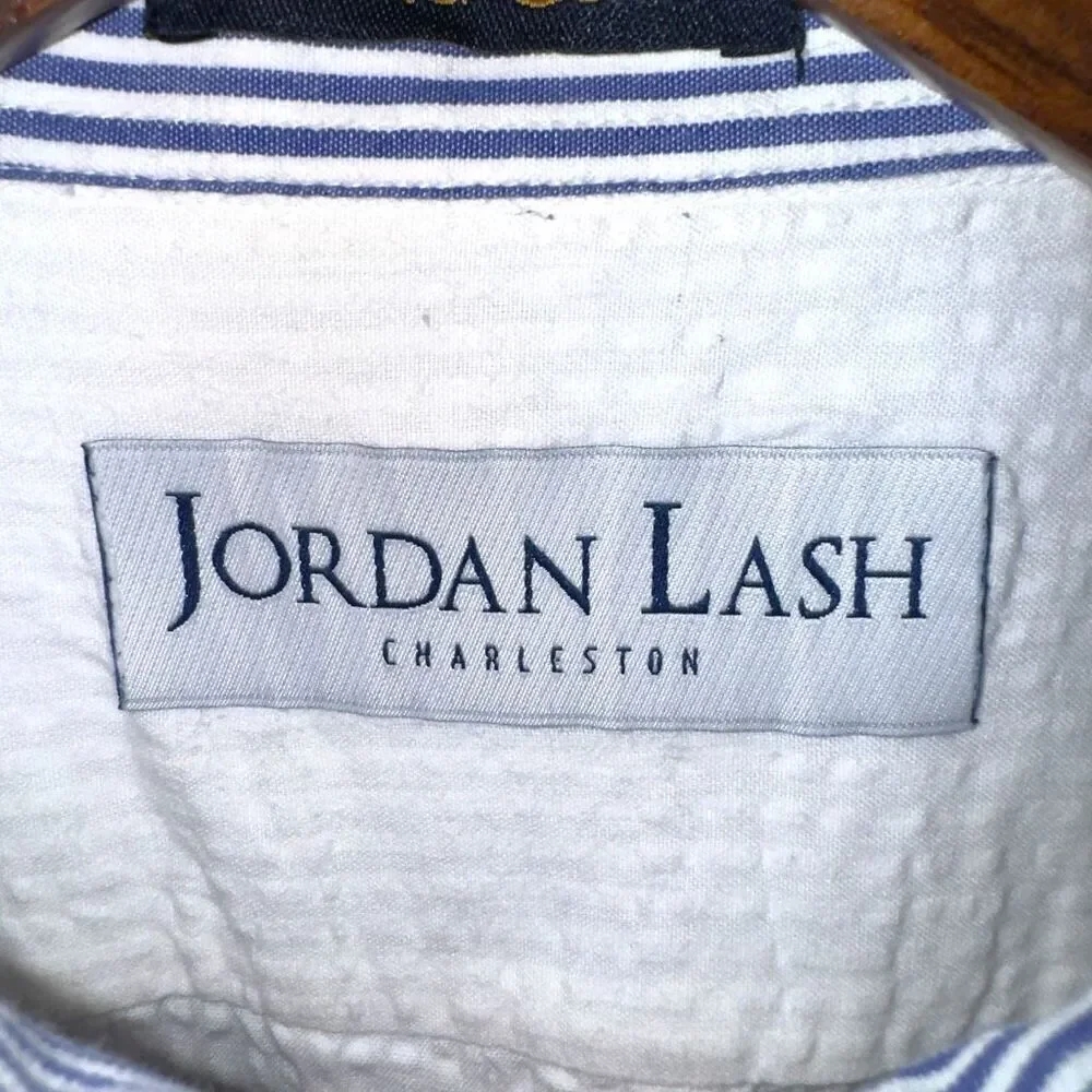 White Jordan Lash Summer Cotton Seersucker S/S Button Down Size M